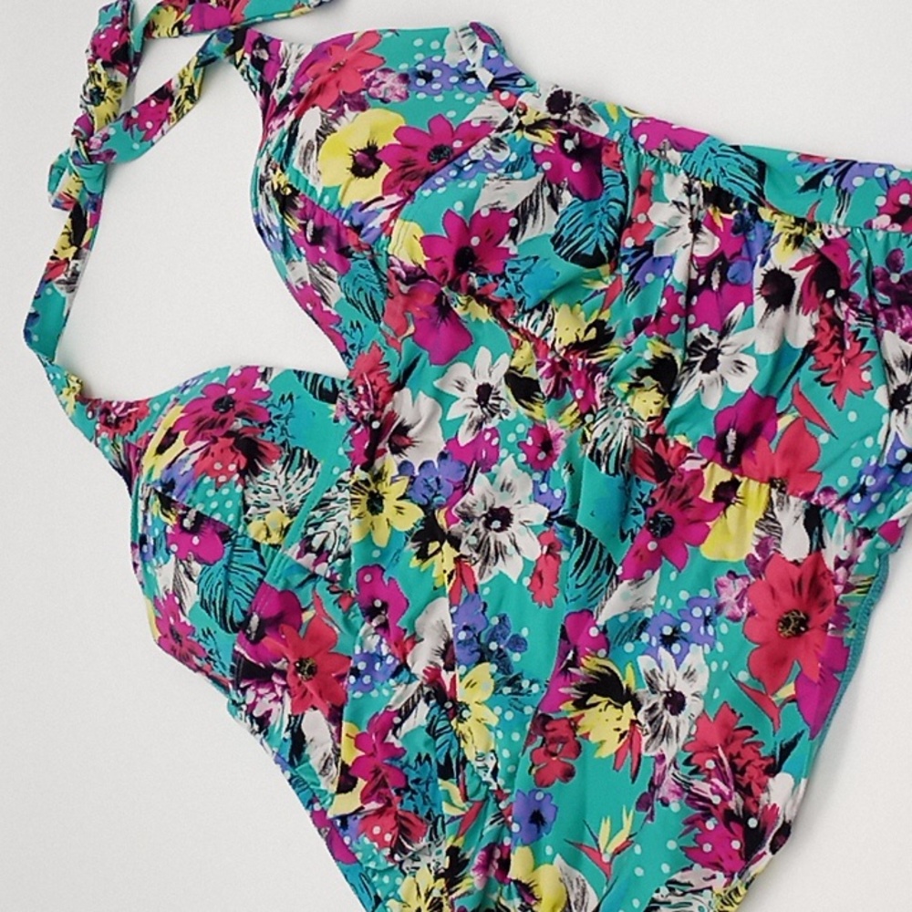 Cole of California Floral Print Tankini Top Multicolor M